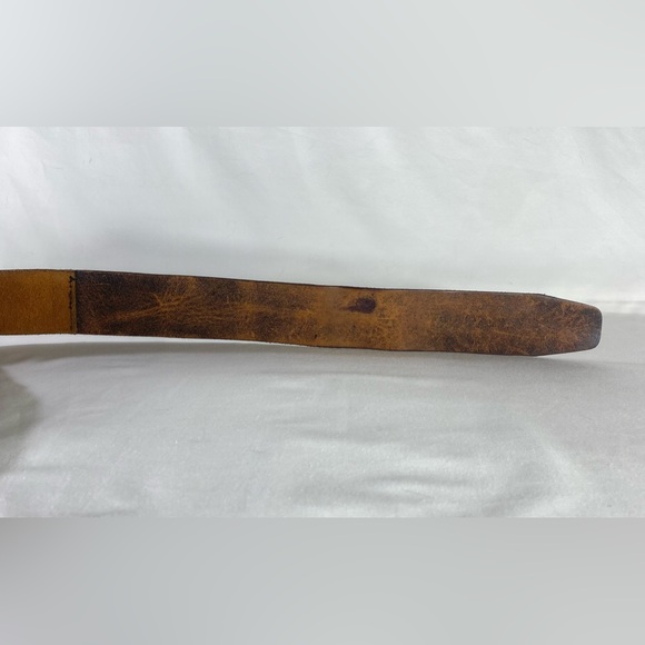 Vintage Y2K Genuine Leather Belt Brown Distressed Western Classic Unisex - Picture 7 of 9